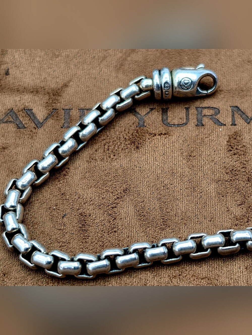 David Yurmab Sterling Silver Box Link 5mm, 8.5" Bracelet with Lobster Clasp - Picture 5 of 12